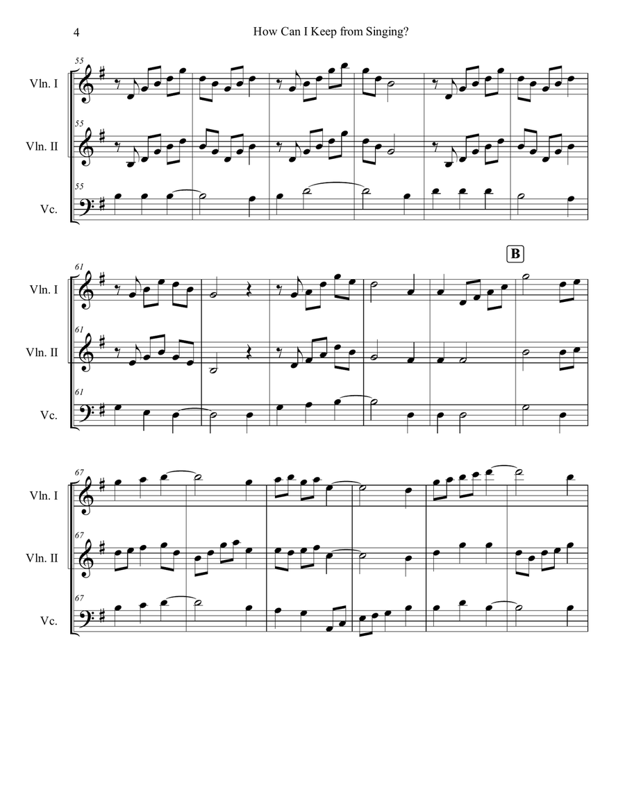 How Can I Keep from Singing String Trio scores gallery preview page 4