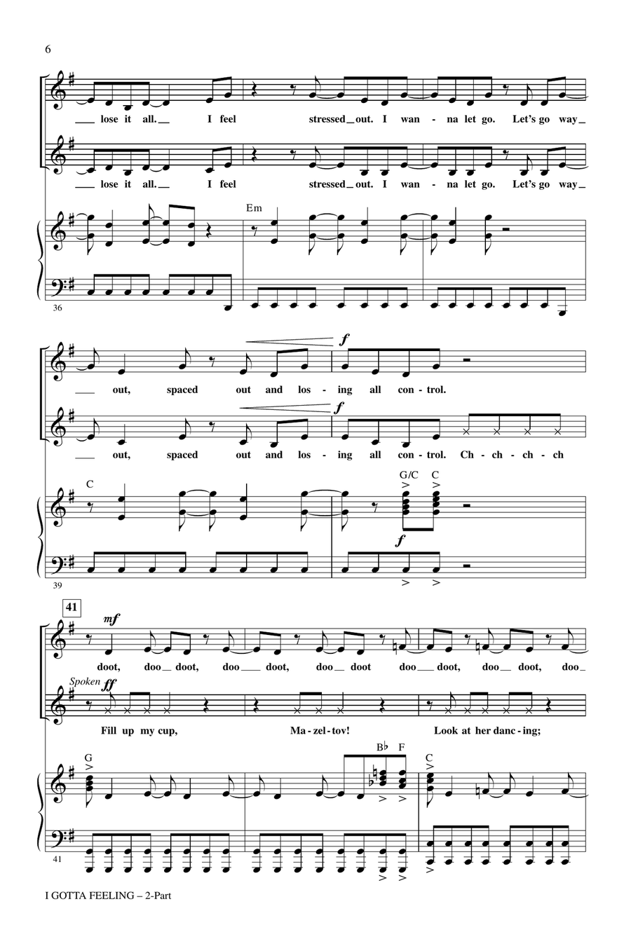 I Gotta Feeling (arr. Mark Brymer) 2-Part scores gallery preview page 5