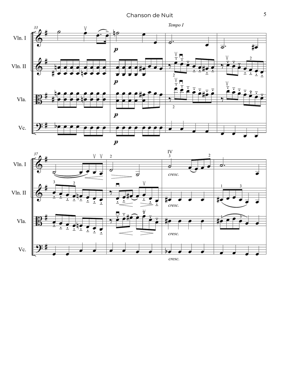 Elgar: Chanson de Nuit - String Trio, or 2 Violins and Cello String Trio scores gallery preview page 6
