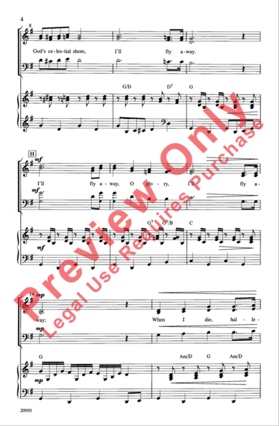 Fly Away Medley 4-Part scores gallery preview page 4