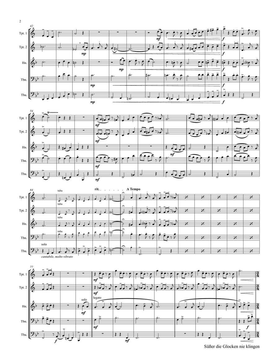 Süßer die Glocken nie klingen - German Christmas Song - Brass Quintet Brass Quintet scores gallery preview page 2