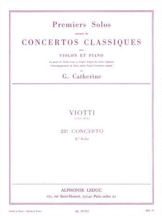 Book cover for Premier Solos Concertos Classiques - Concerto No. 23, Solo No. 1