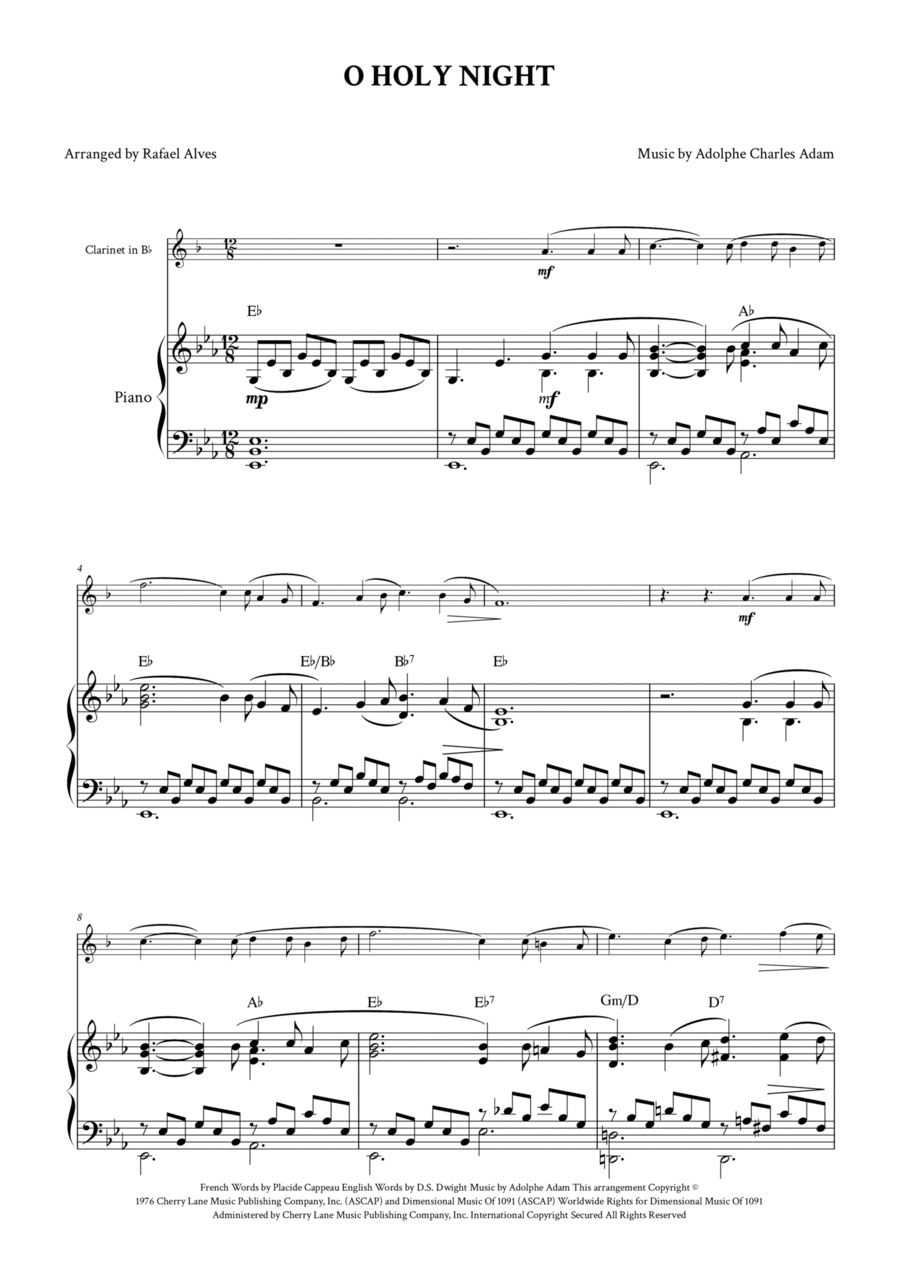 O Holy Night B-Flat Clarinet scores gallery preview page 1