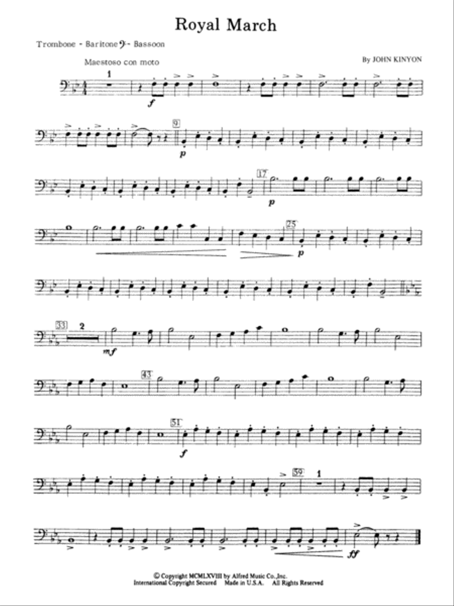 Royal March: 1st Trombone Concert Band scores gallery preview page 1