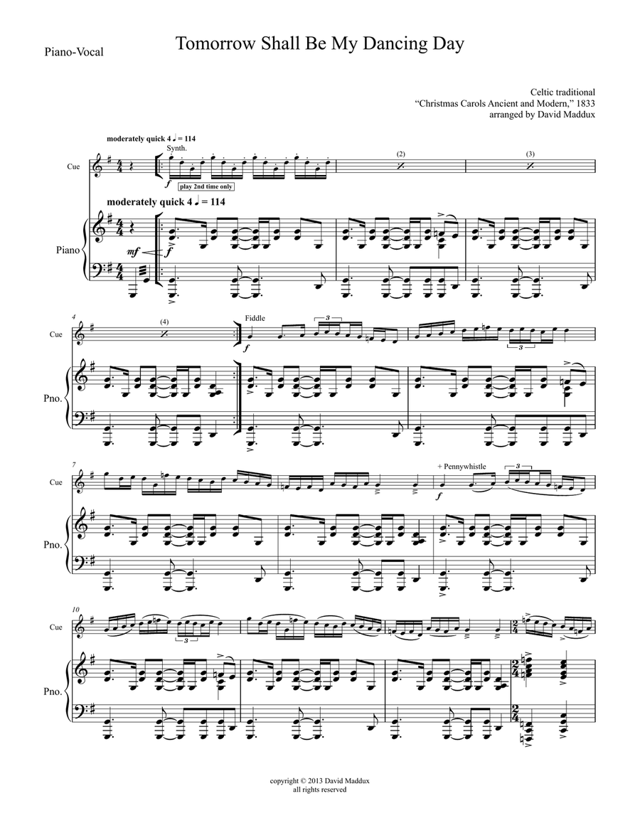 Tomorrow Shall Be My Dancing Day TTBB scores gallery preview page 1
