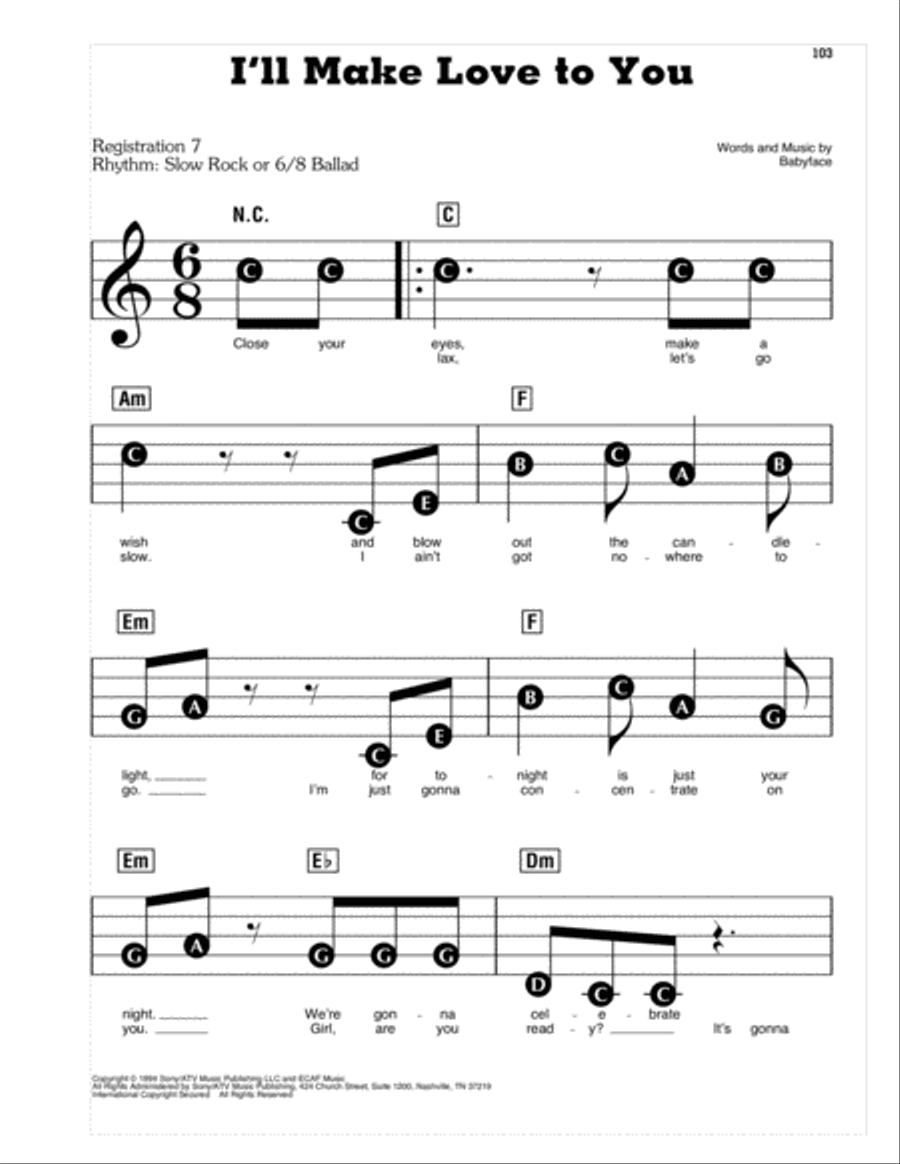 I'll Make Love To You I'll Make Love To You Electronic Keyboard scores gallery preview page 1
