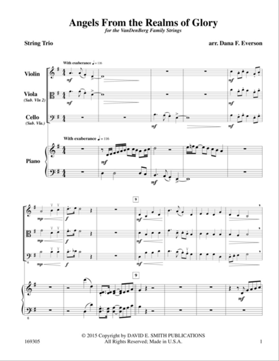 Angels From The Realms Of Glory String Trio scores gallery preview page 1