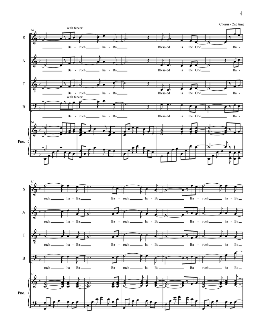 Baruch HaBa 4-Part scores gallery preview page 4