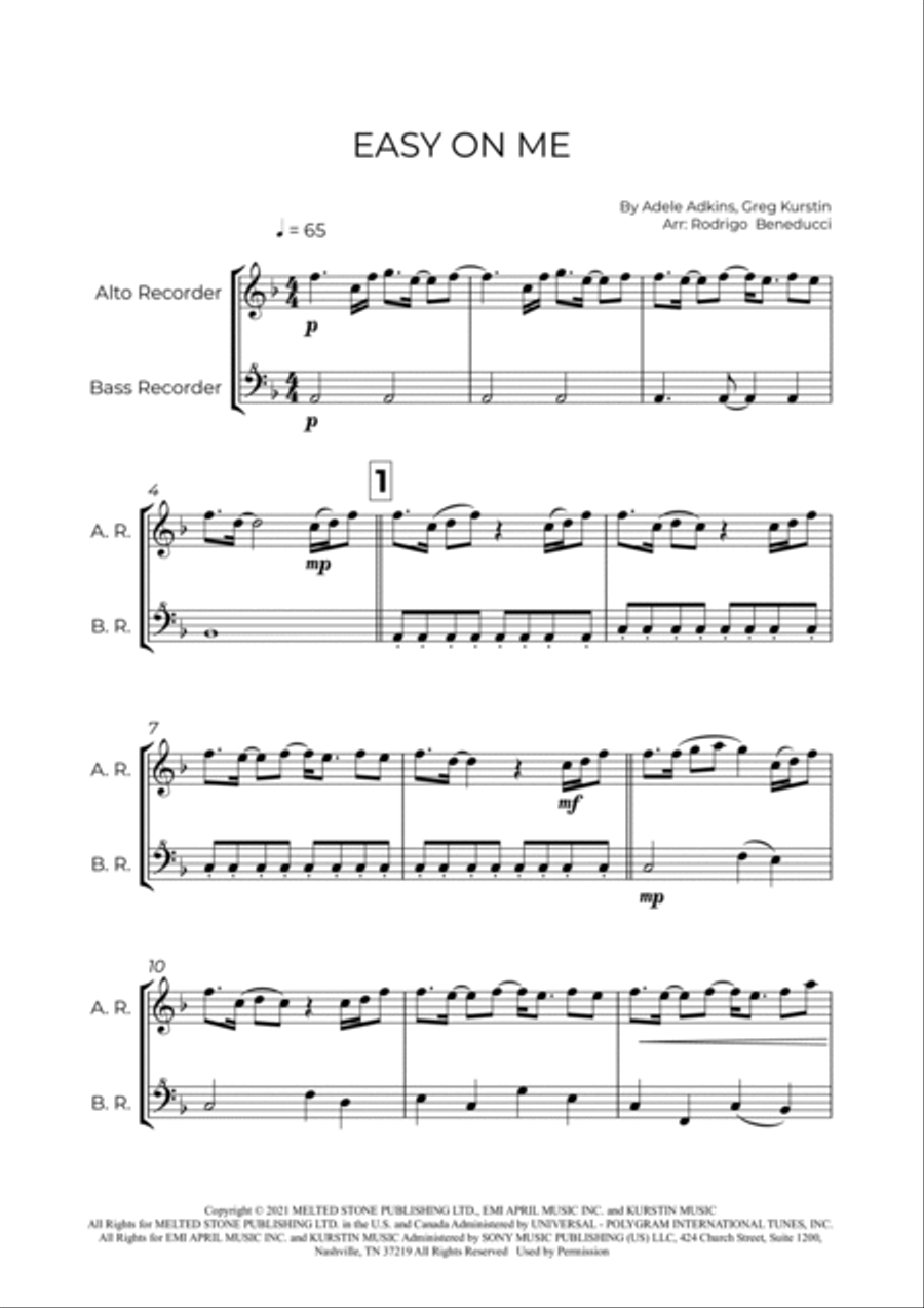 Easy On Me Woodwind Duet scores gallery preview page 2