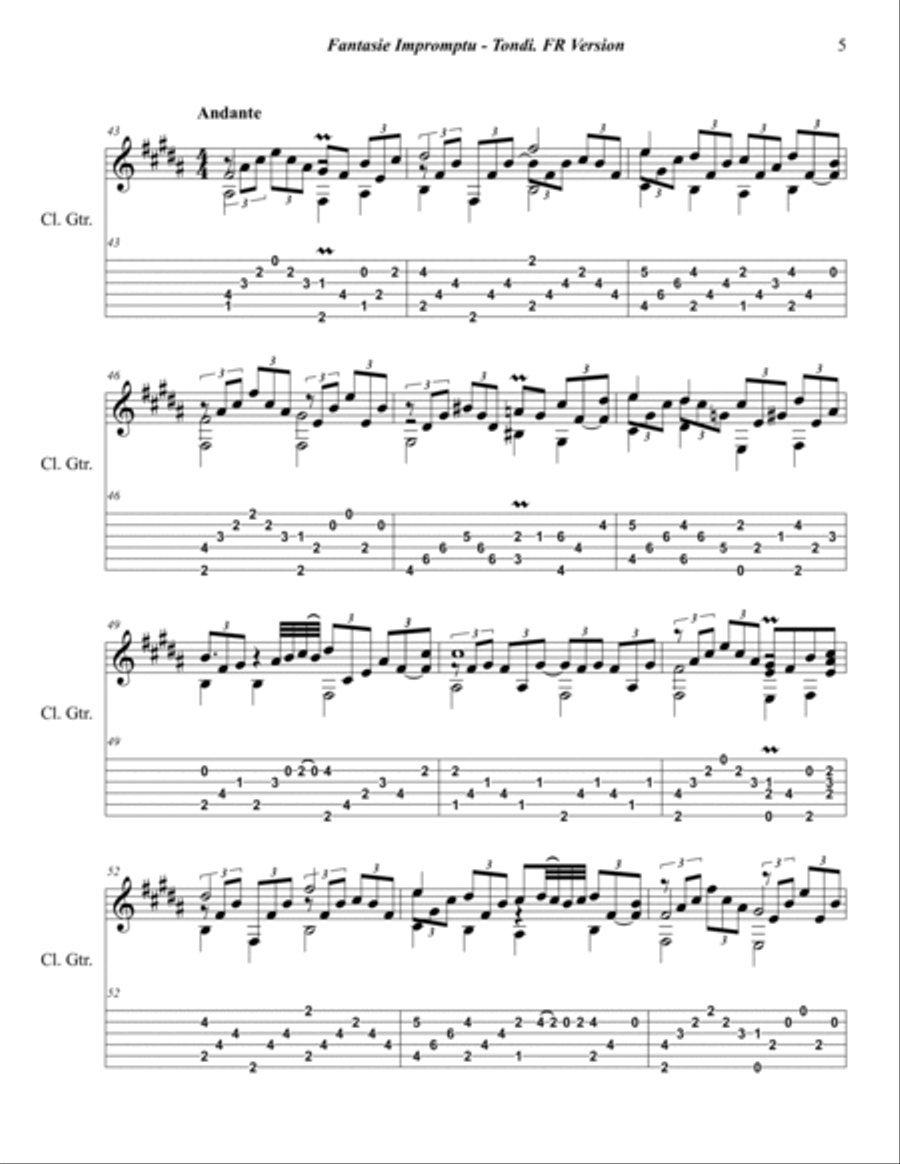 FANTASIE IMPROMPTU FOR GUITAR SOLO Acoustic Guitar scores gallery preview page 5