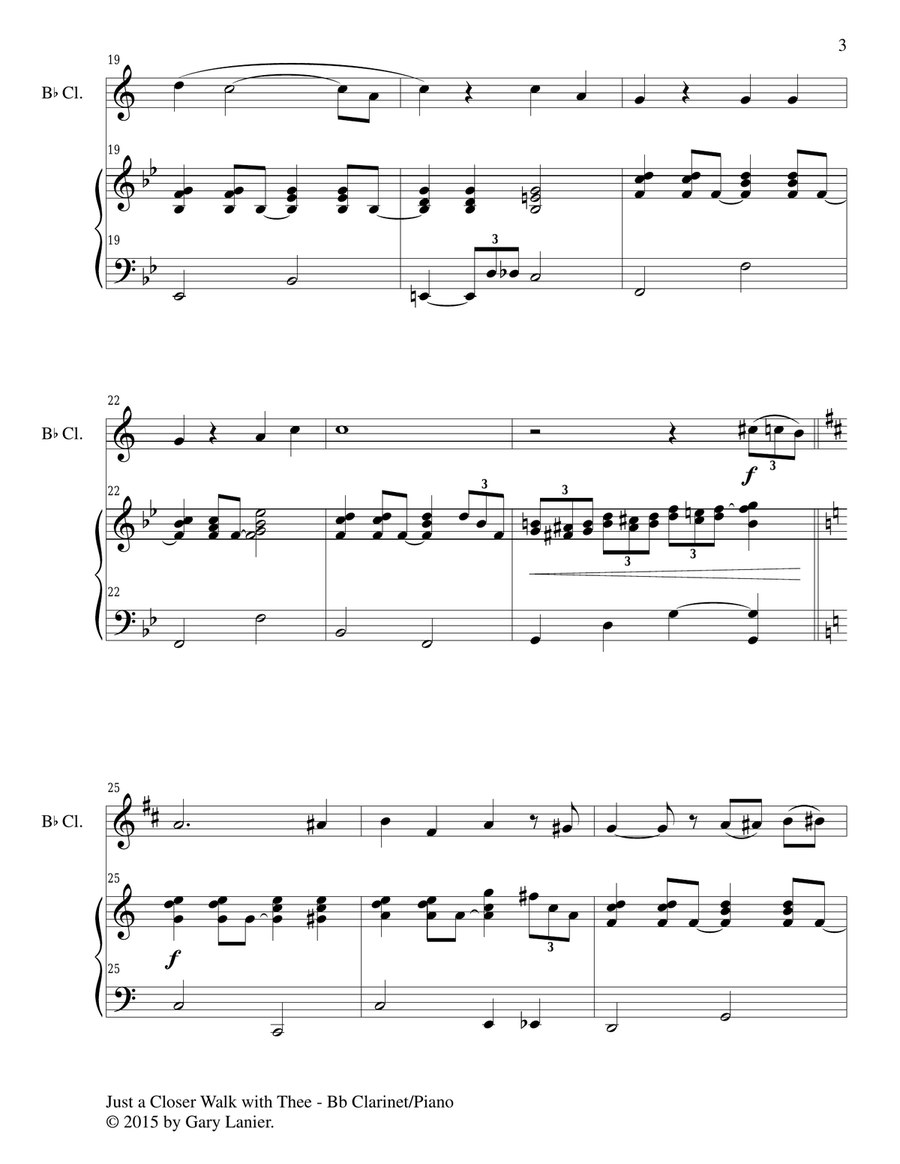 JUST A CLOSER WALK WITH THEE (Duet – Bb Clarinet and Piano/Score and Parts) Woodwind Duet scores gallery preview page 4