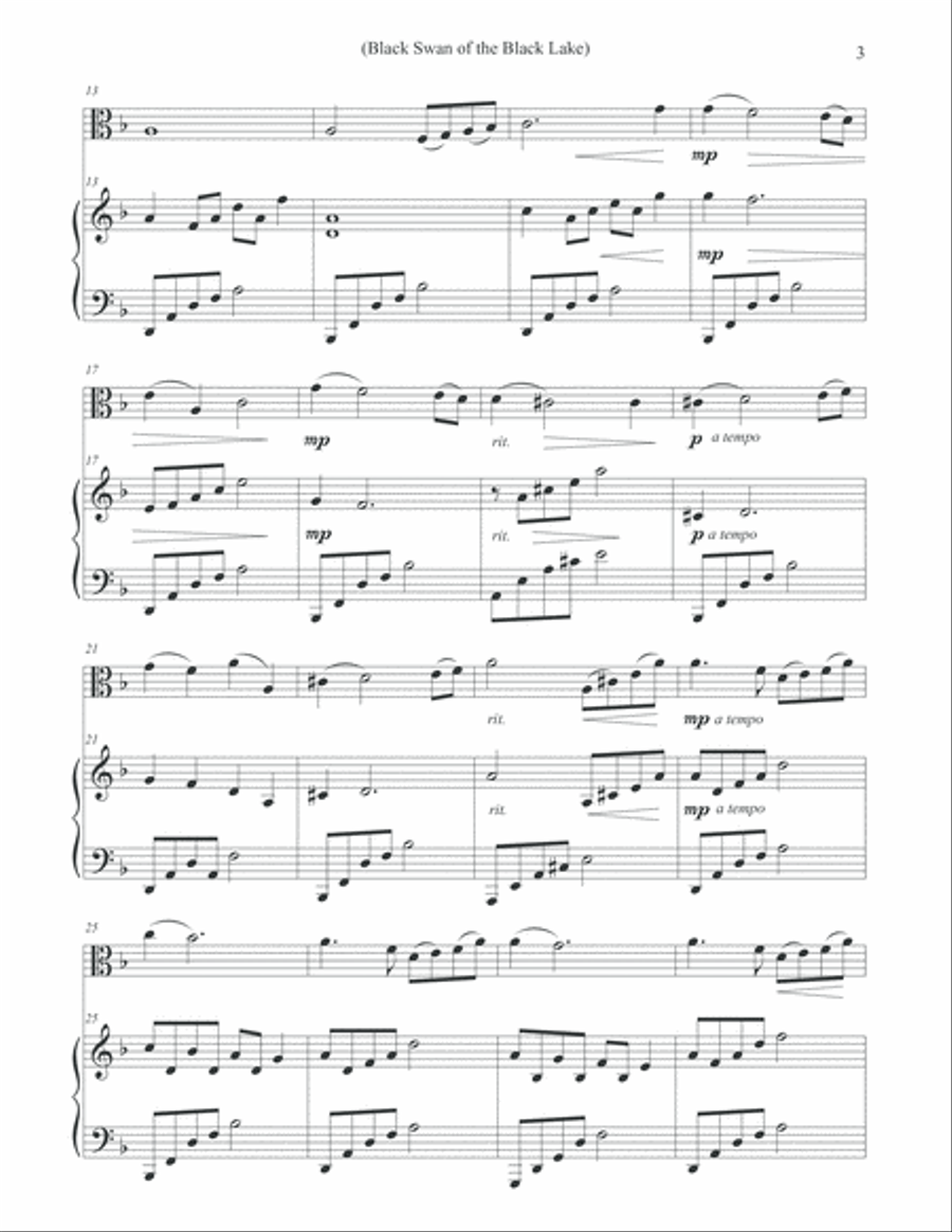 Black Swan of the Black Lake (Solo Viola & Piano) Piano scores gallery preview page 3