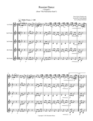Russian Dance ("Trepak") (from "The Nutcracker Suite") (F) (Violin Quintet)