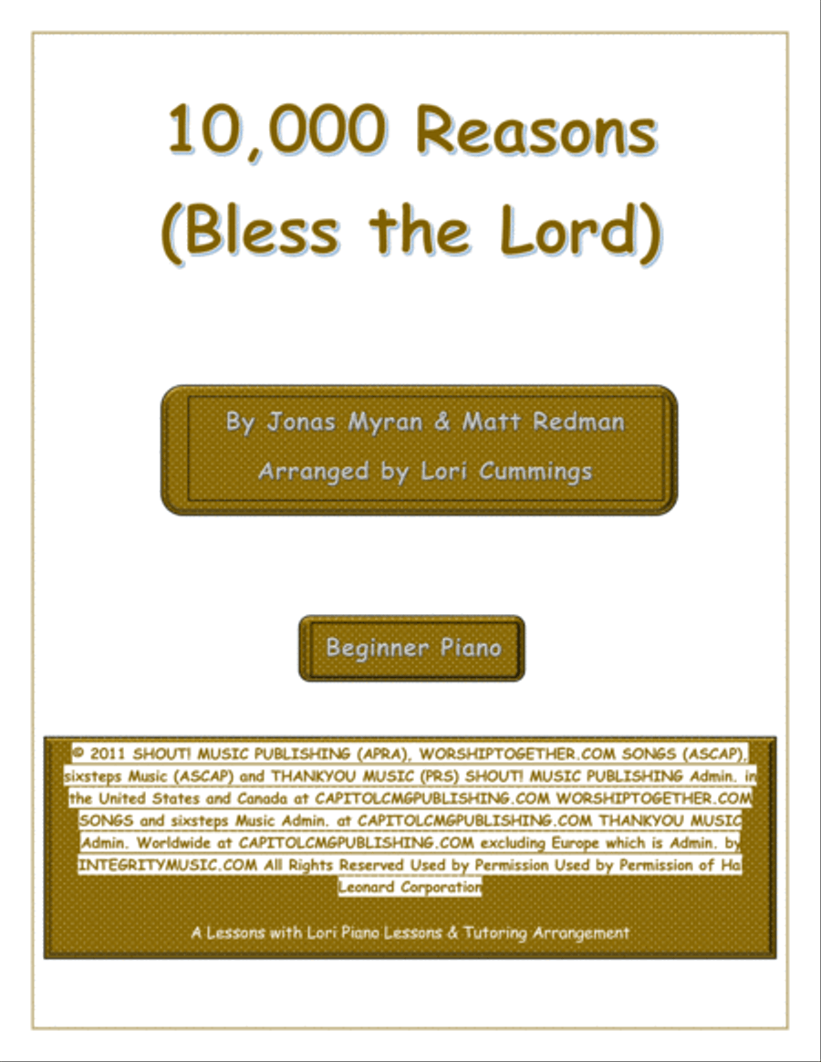 10,000 Reasons (Bless The Lord) Easy Piano scores gallery preview page 1