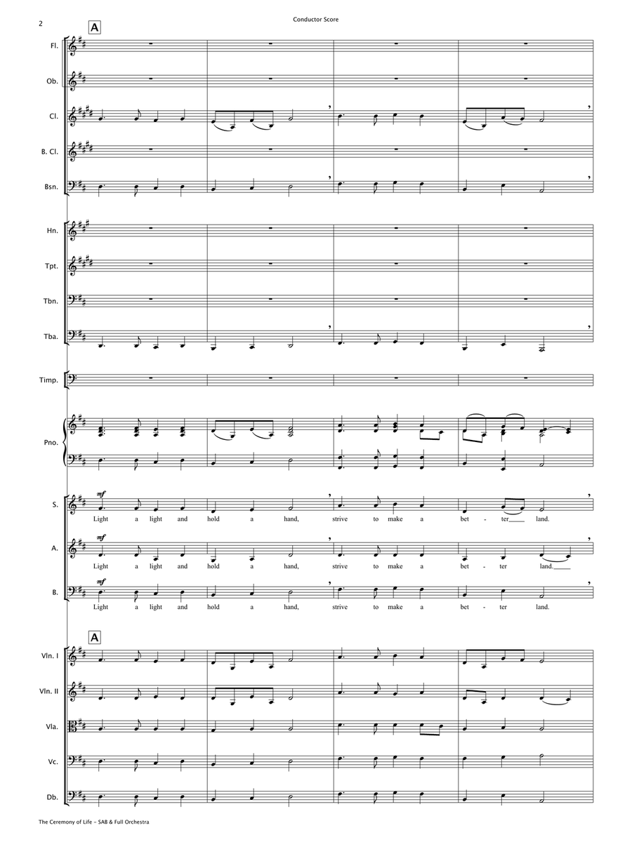 The Ceremony of Life [SAB Choir & Full Orchestra] 3-Part scores gallery preview page 4