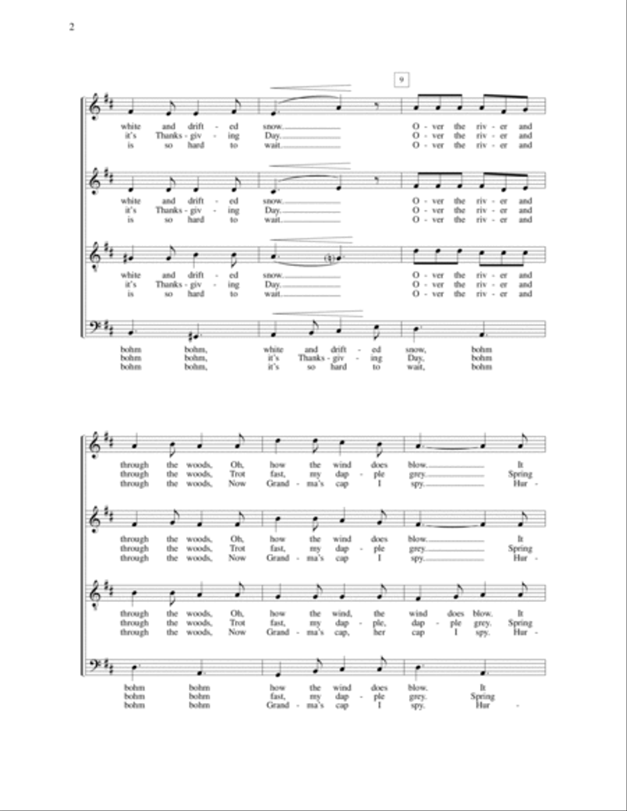 Over the River and Through the Woods 4-Part scores gallery preview page 2