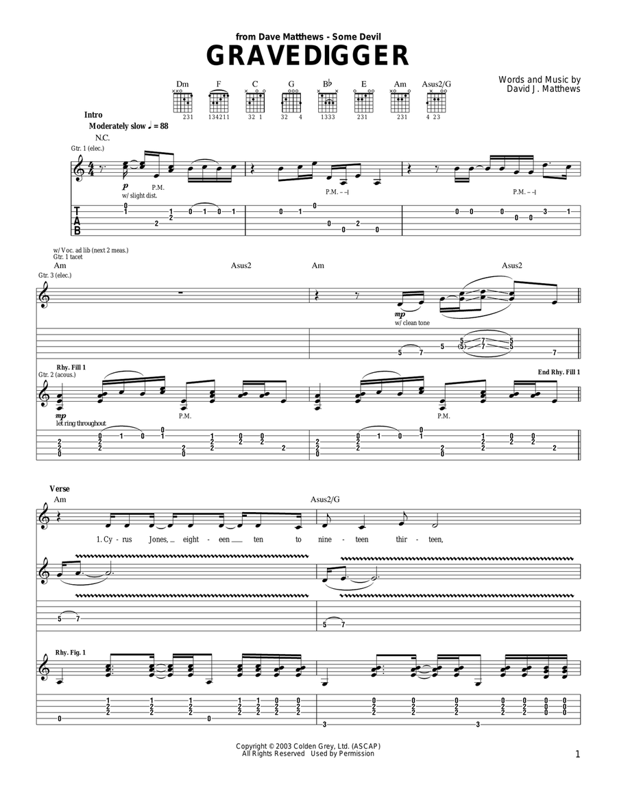 Gravedigger Acoustic Guitar scores gallery preview page 1