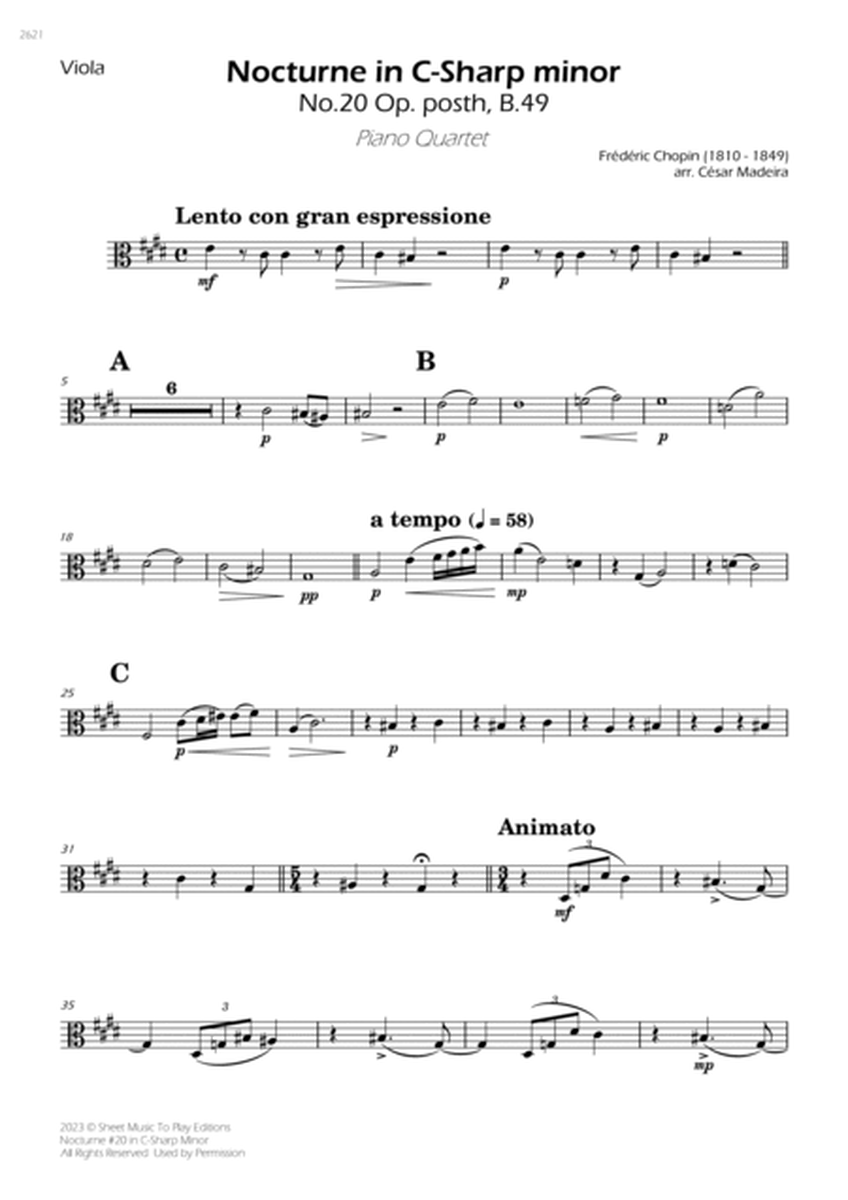 Nocturne No.20 in C Sharp minor - Piano Quartet (Individual Parts) image number null