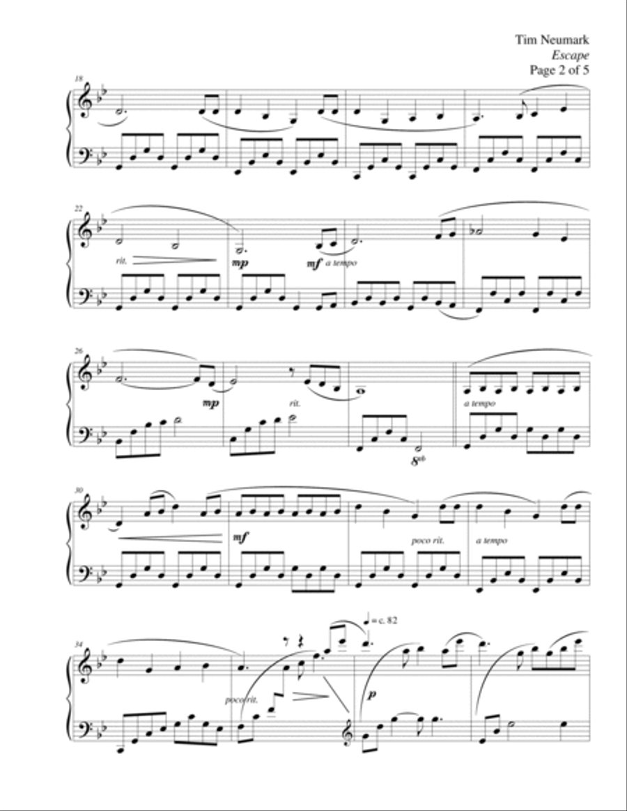 Escape Piano Solo scores gallery preview page 2
