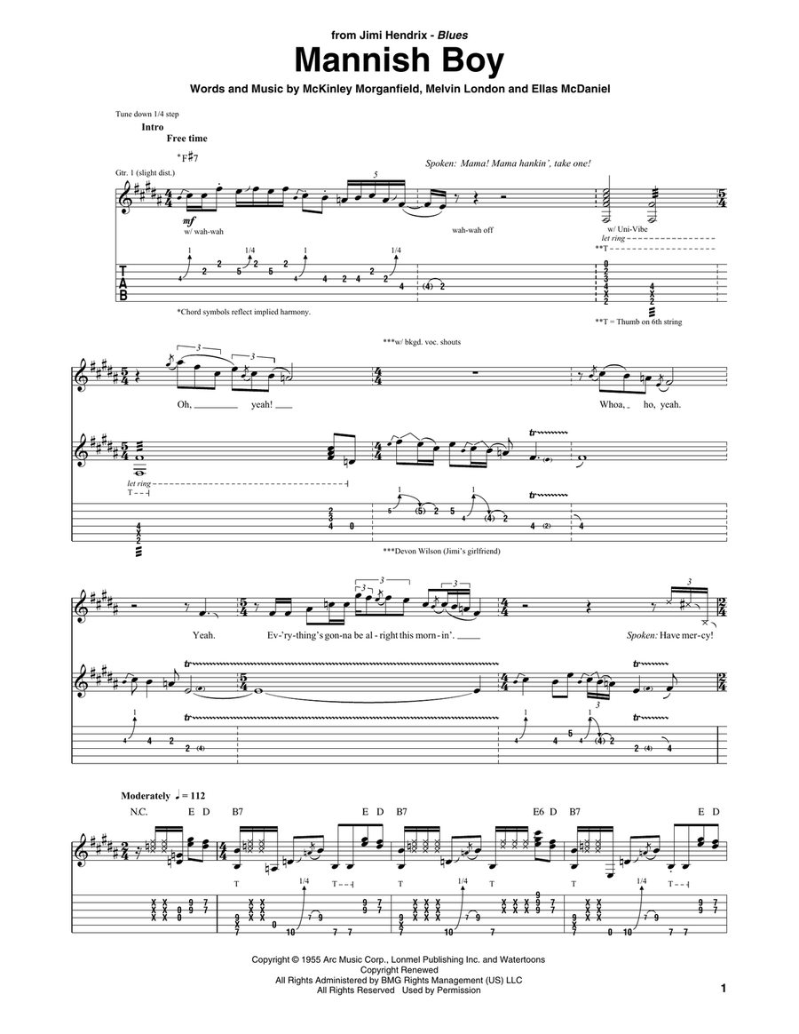 Mannish Boy Acoustic Guitar scores gallery preview page 1