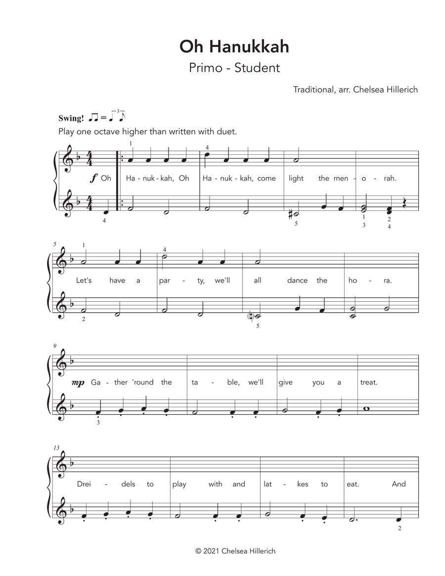 Oh Hanukkah (Jazz Duet) Oh Hanukkah (Jazz Duet) 1 Piano, 4-Hands scores gallery preview page 2
