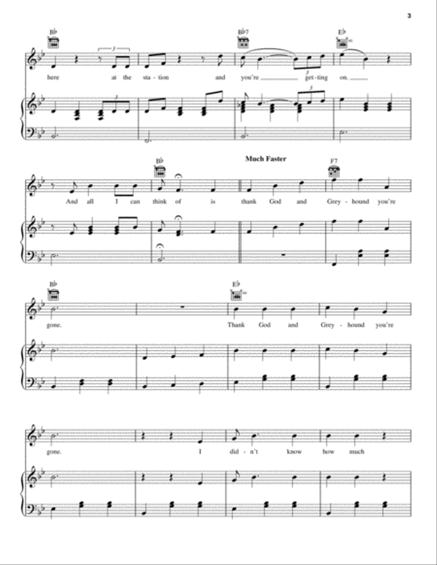 Thank God And Greyhound Piano, Vocal, Guitar scores gallery preview page 3