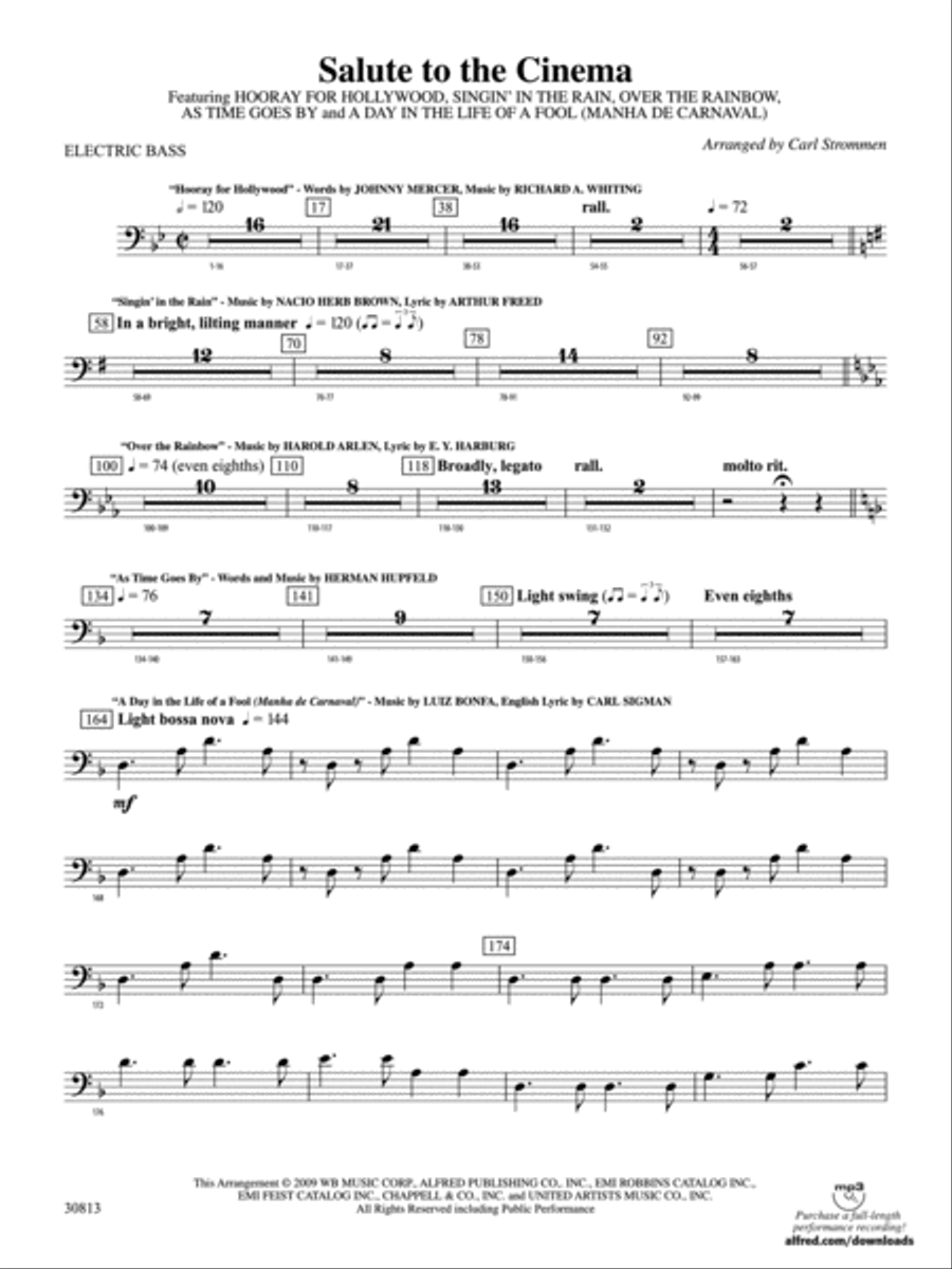Salute to the Cinema: Electric Bass Concert Band scores gallery preview page 1