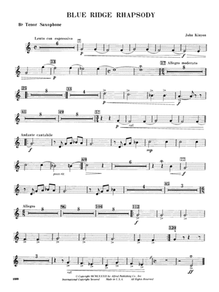 Blue Ridge Rhapsody: B-flat Tenor Saxophone