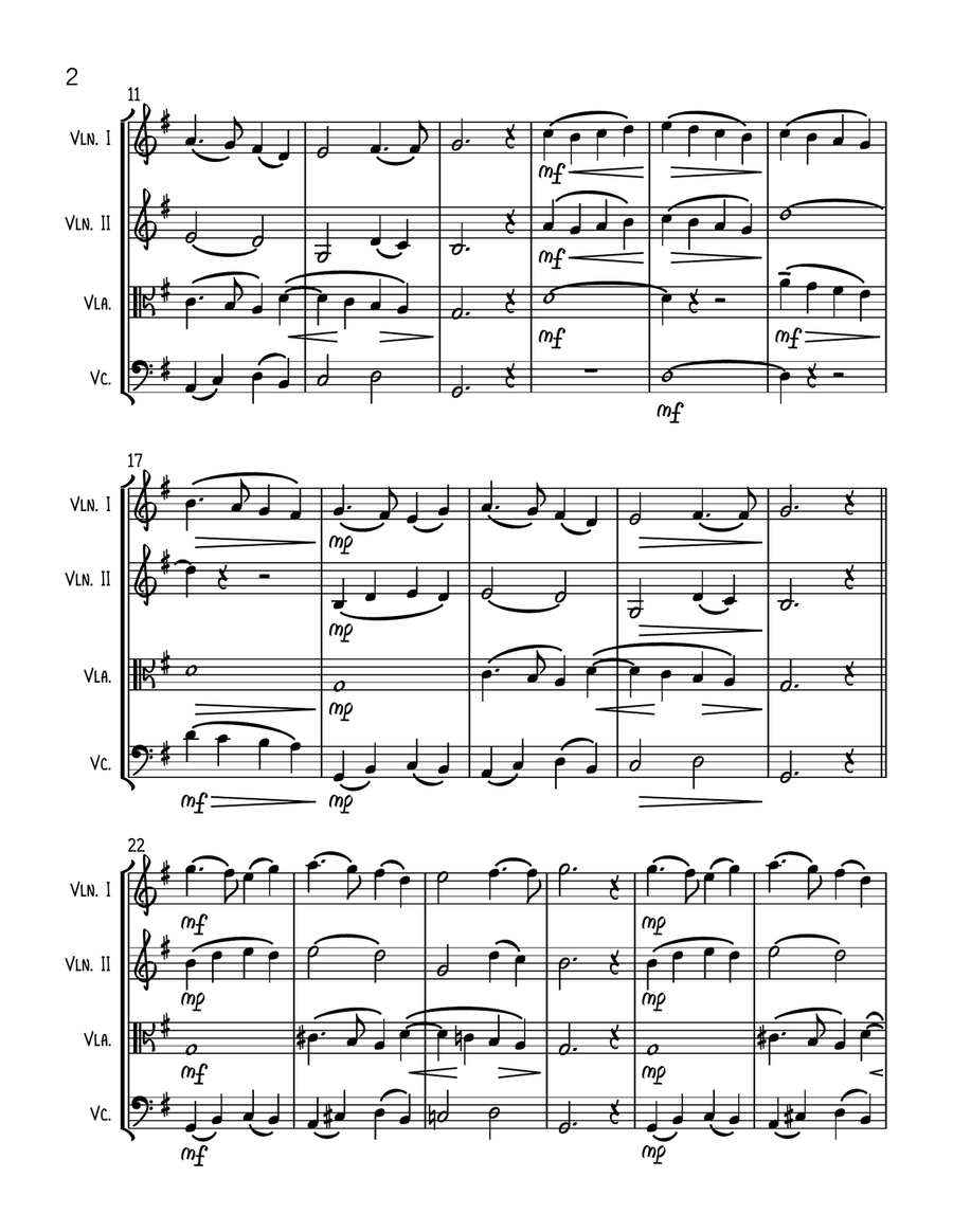 Ar Hyd Y Nos (All Through The Night) - String Quartet String Quartet scores gallery preview page 2