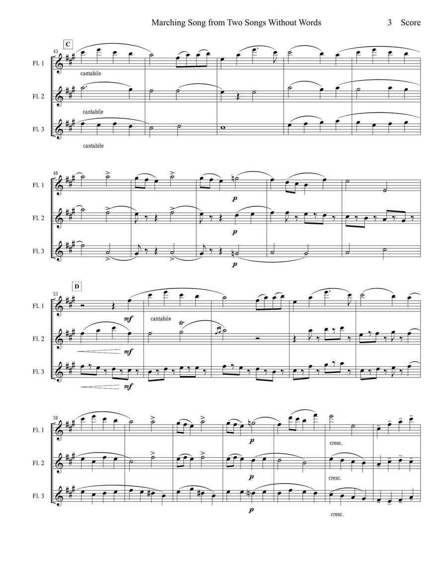 Marching Song by Gustav Holst for Flute Trio Flute Trio scores gallery preview page 4