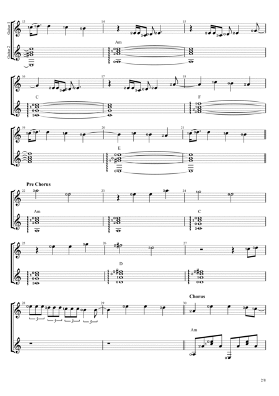 Fallin Guitar Solo scores gallery preview page 2