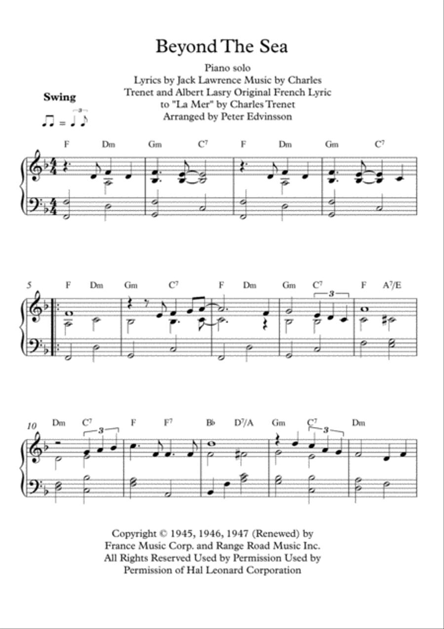 Beyond The Sea Piano Solo scores gallery preview page 1