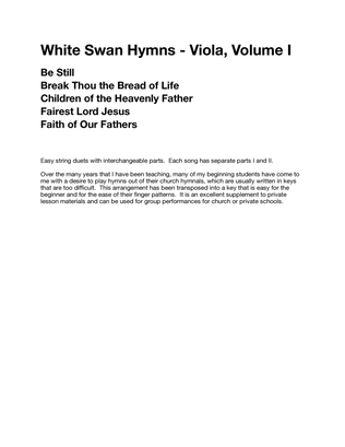 White Swan Hymns - Viola, Volume I