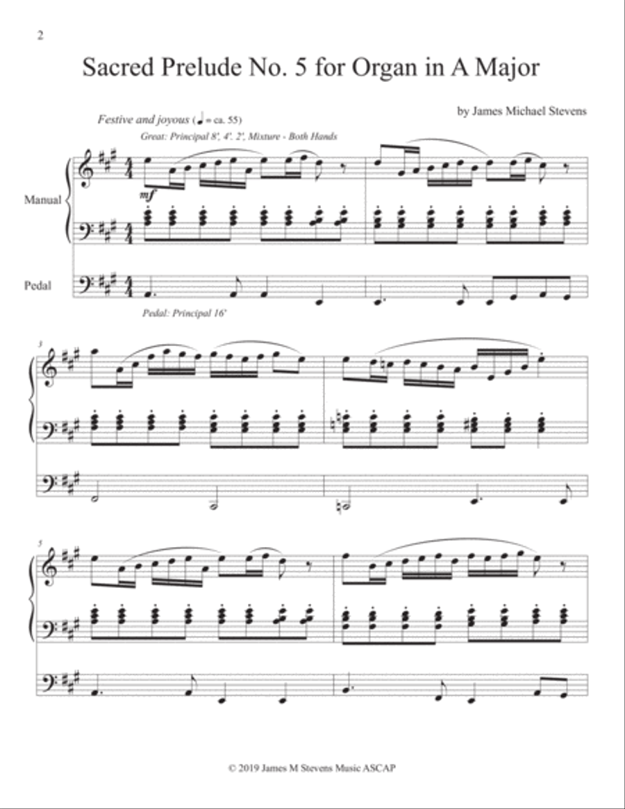 Sacred Prelude No. 5 for Organ in A Major Organ Solo scores gallery preview page 2