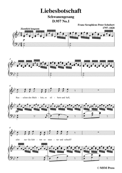 Schubert-Liebesbotschaft,from 'Schwanengesang(Swan Song)',D.957 No.1,in B flat Major image number null