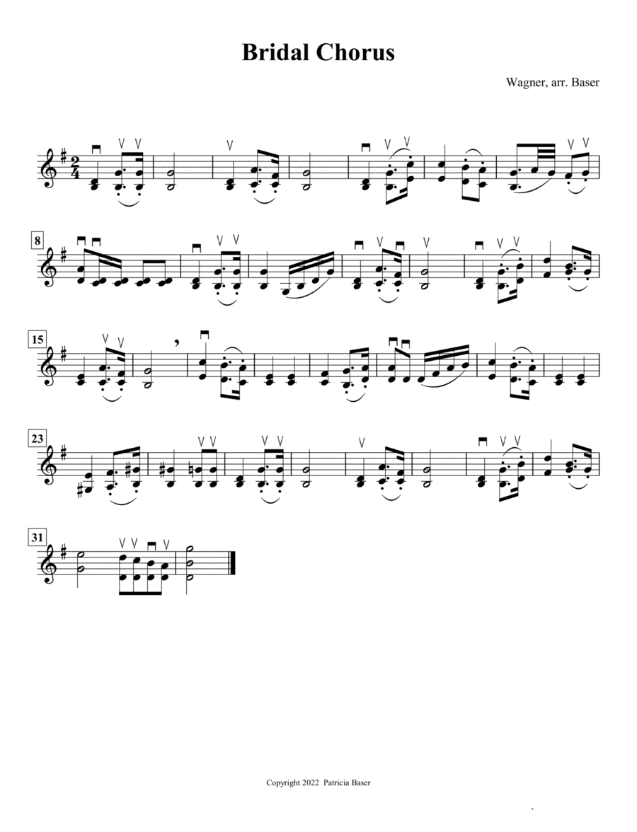 Bridal Chorus Violin Solo scores gallery preview page 1