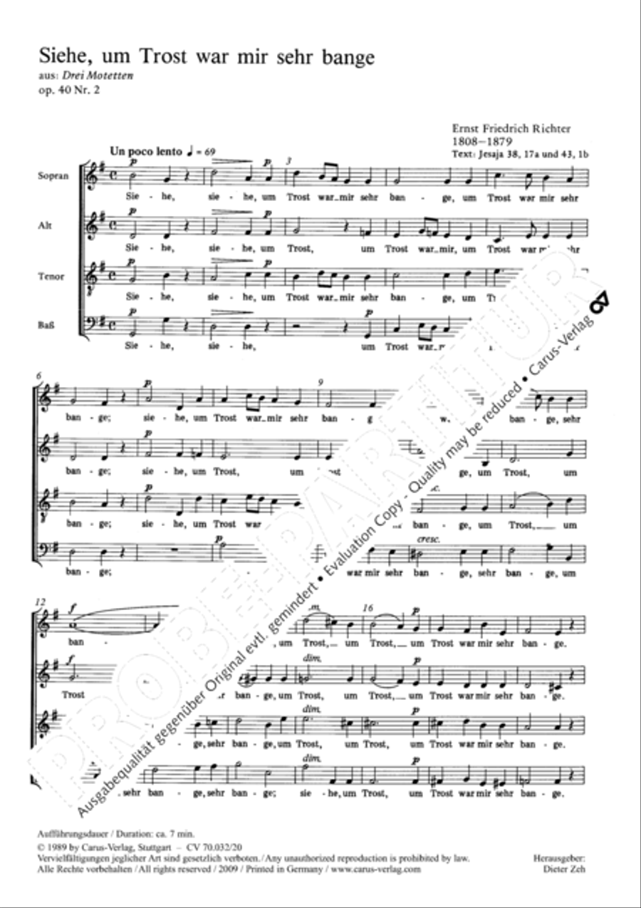 Siehe, um Trost war mir sehr bange 4-Part scores gallery preview page 2