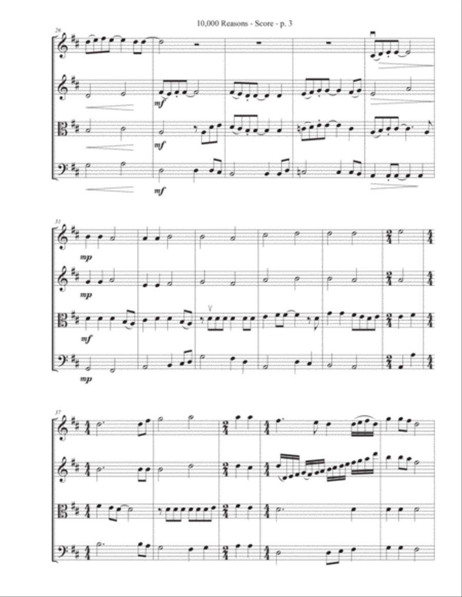 10,000 Reasons (Bless The Lord) String Quartet scores gallery preview page 4