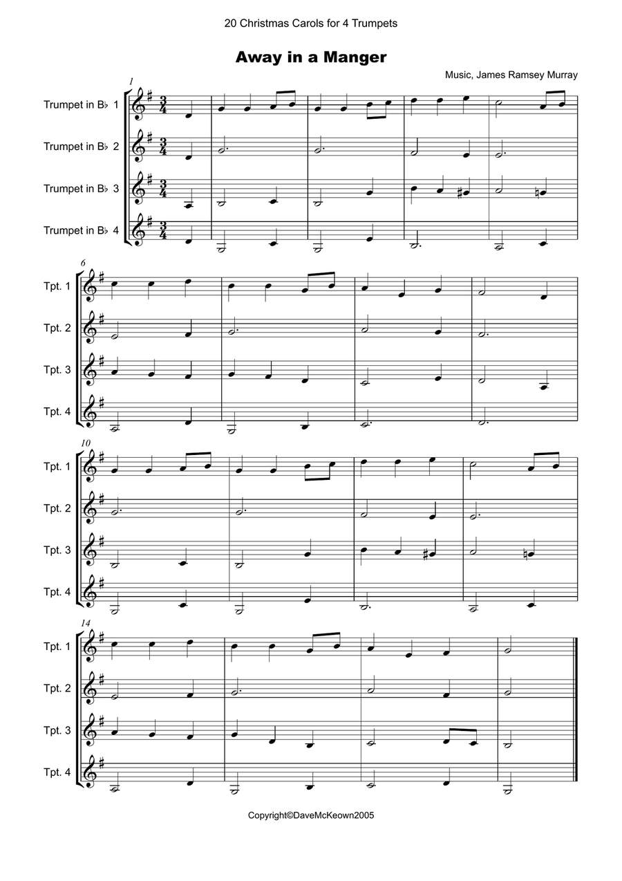 20 Favourite Christmas Carols for Trumpet Quartet Brass Ensemble scores gallery preview page 2