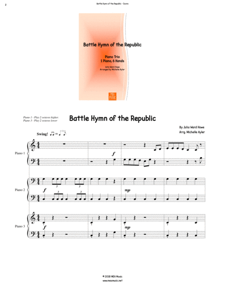 Battle Hymn of the Republic Trio (1 Piano, 6 Hands) image number null