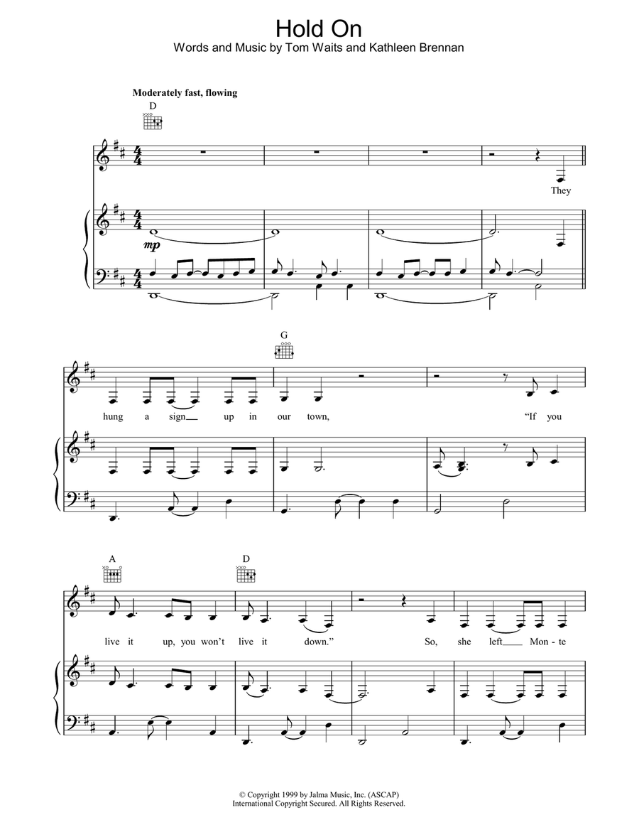 Hold On Piano, Vocal, Guitar scores gallery preview page 1
