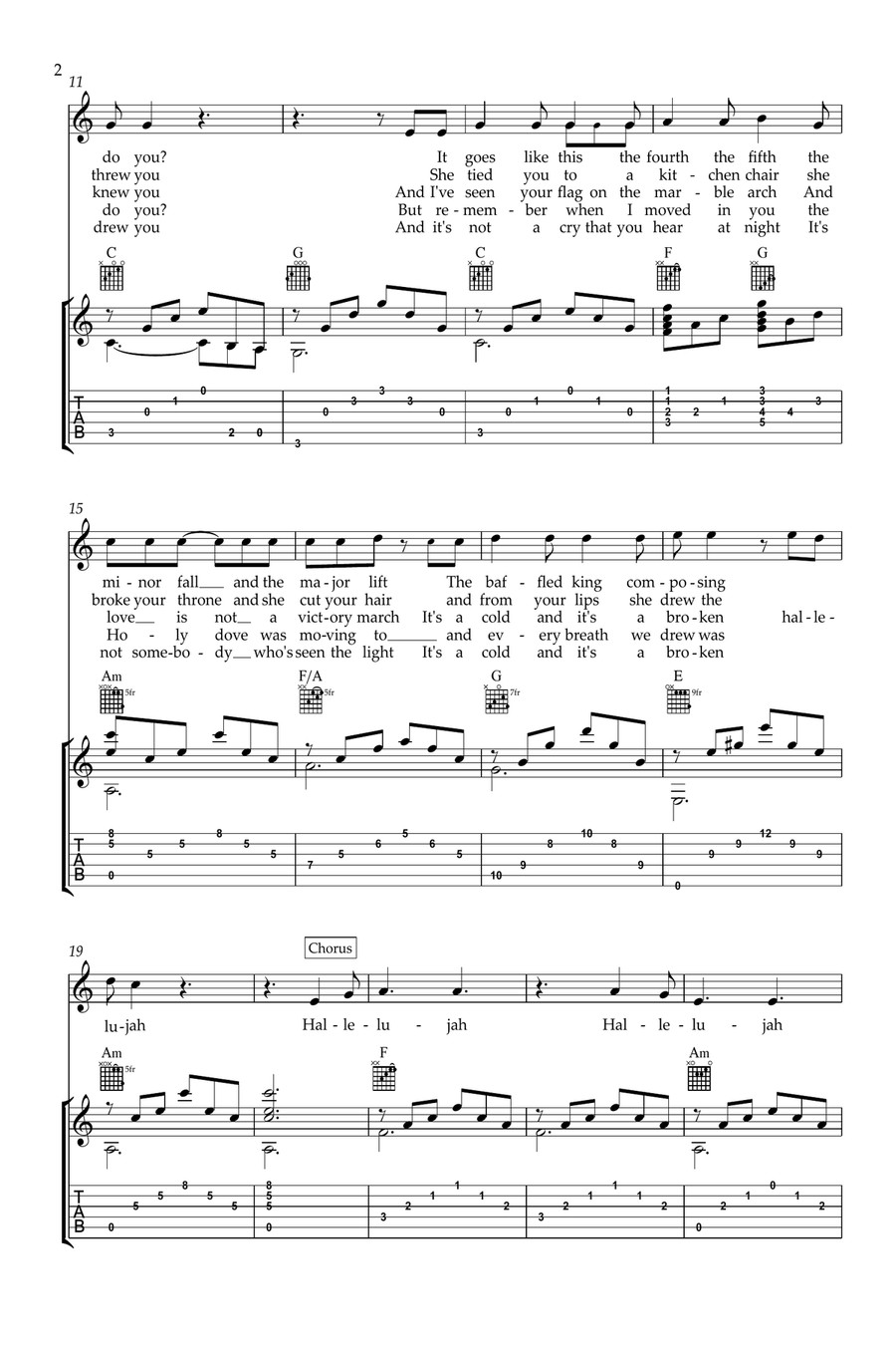 Hallelujah Acoustic Guitar scores gallery preview page 2