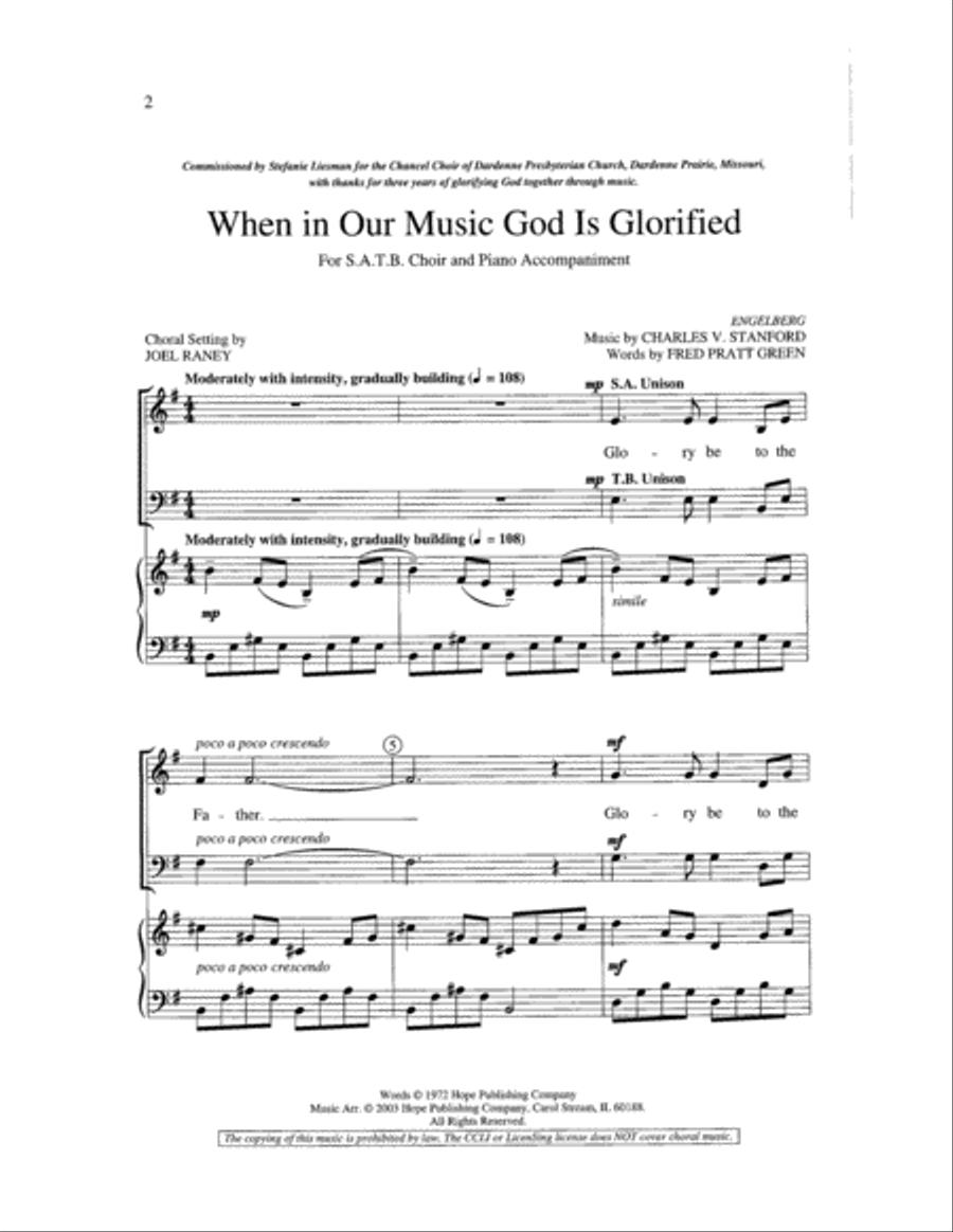 When in Our Music God Is Glorified 4-Part scores gallery preview page 2