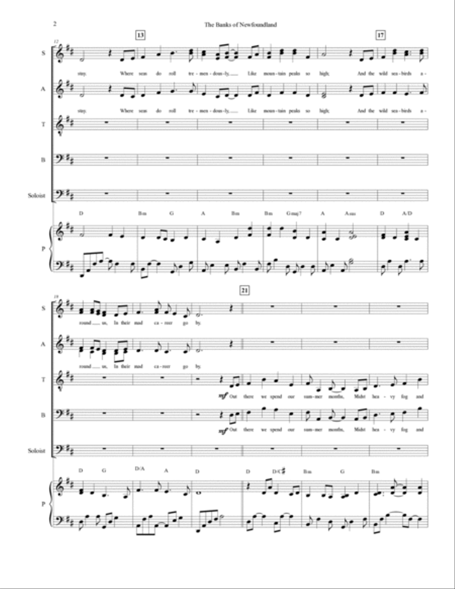 The Banks of Newfoundland (SATB with soloist) 4-Part scores gallery preview page 2