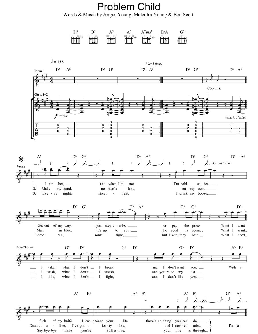 Problem Child Electric Guitar scores gallery preview page 1