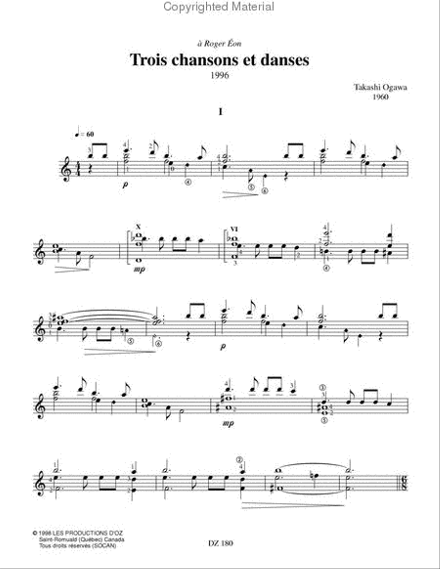 Trois chansons et danses Classical Guitar scores gallery preview page 2