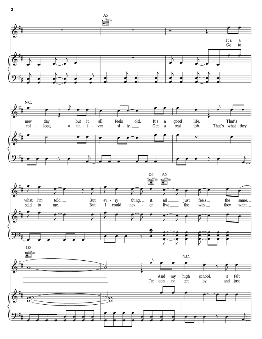 The Anthem Piano, Vocal, Guitar scores gallery preview page 2
