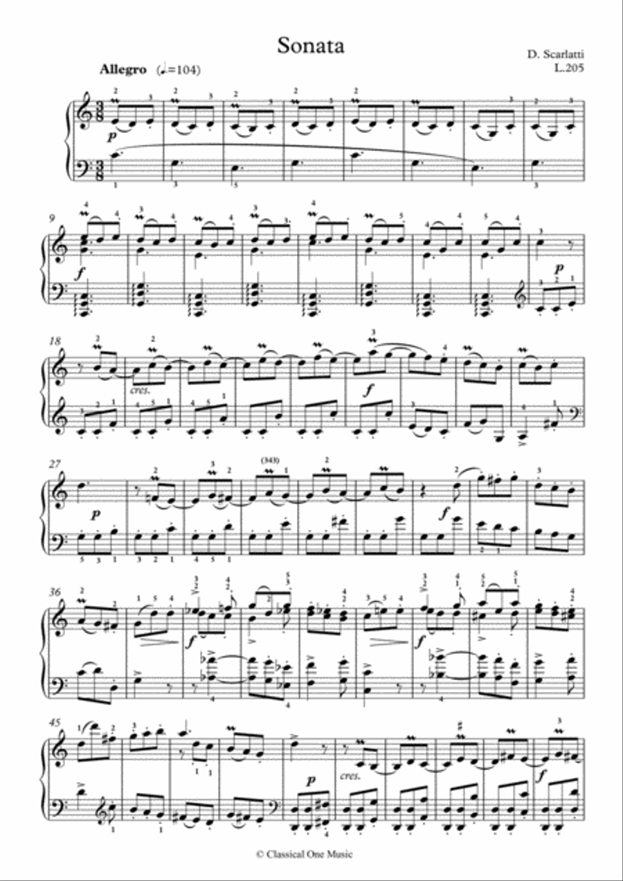 Scarlatti-Sonata in C-Major L.205 K.487(piano) Piano Solo scores gallery preview page 2