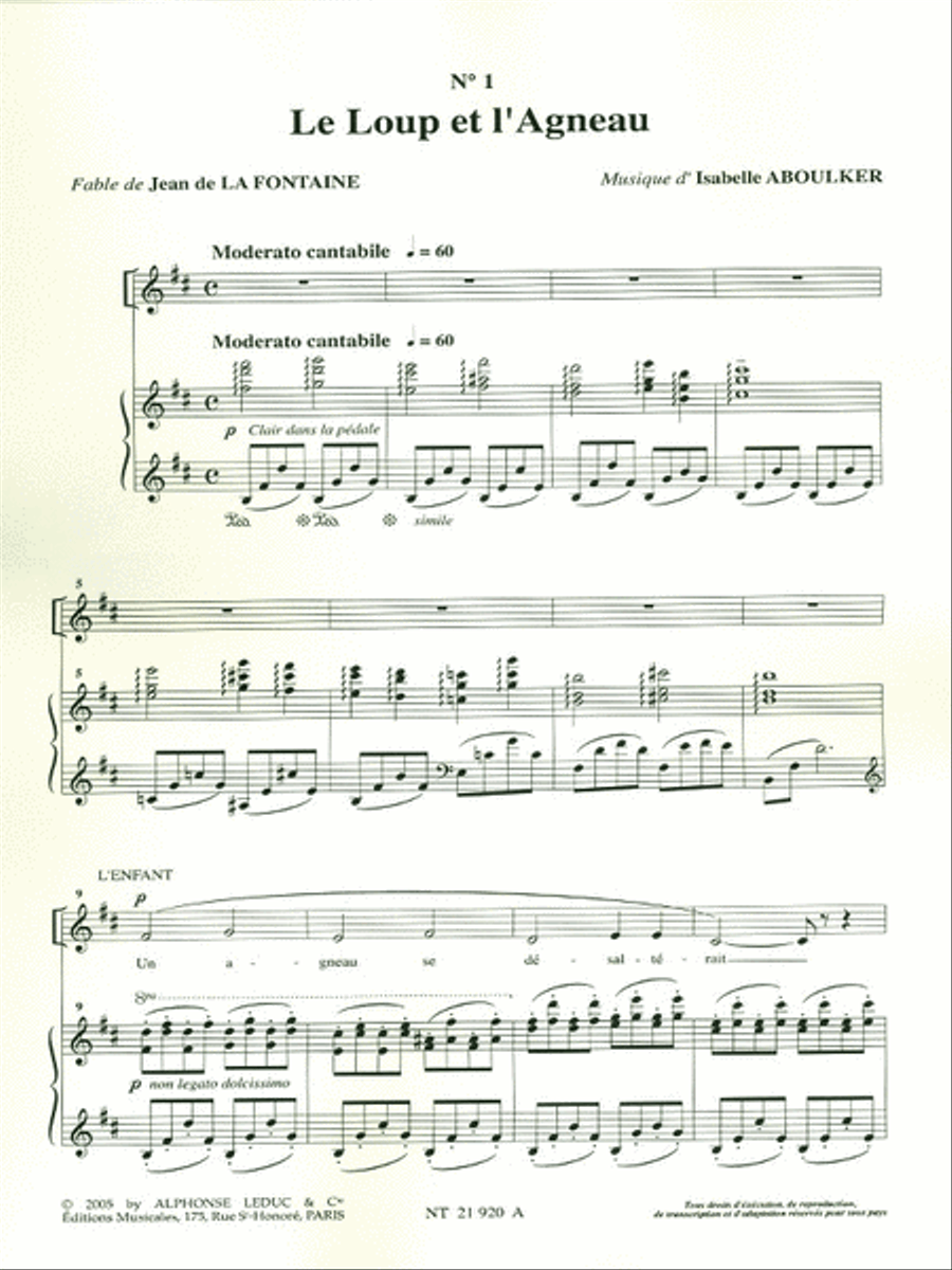 Aboulker La Fontaine Fables Enchantees Voix D'enfant Choral & Piano Choir scores gallery preview page 2