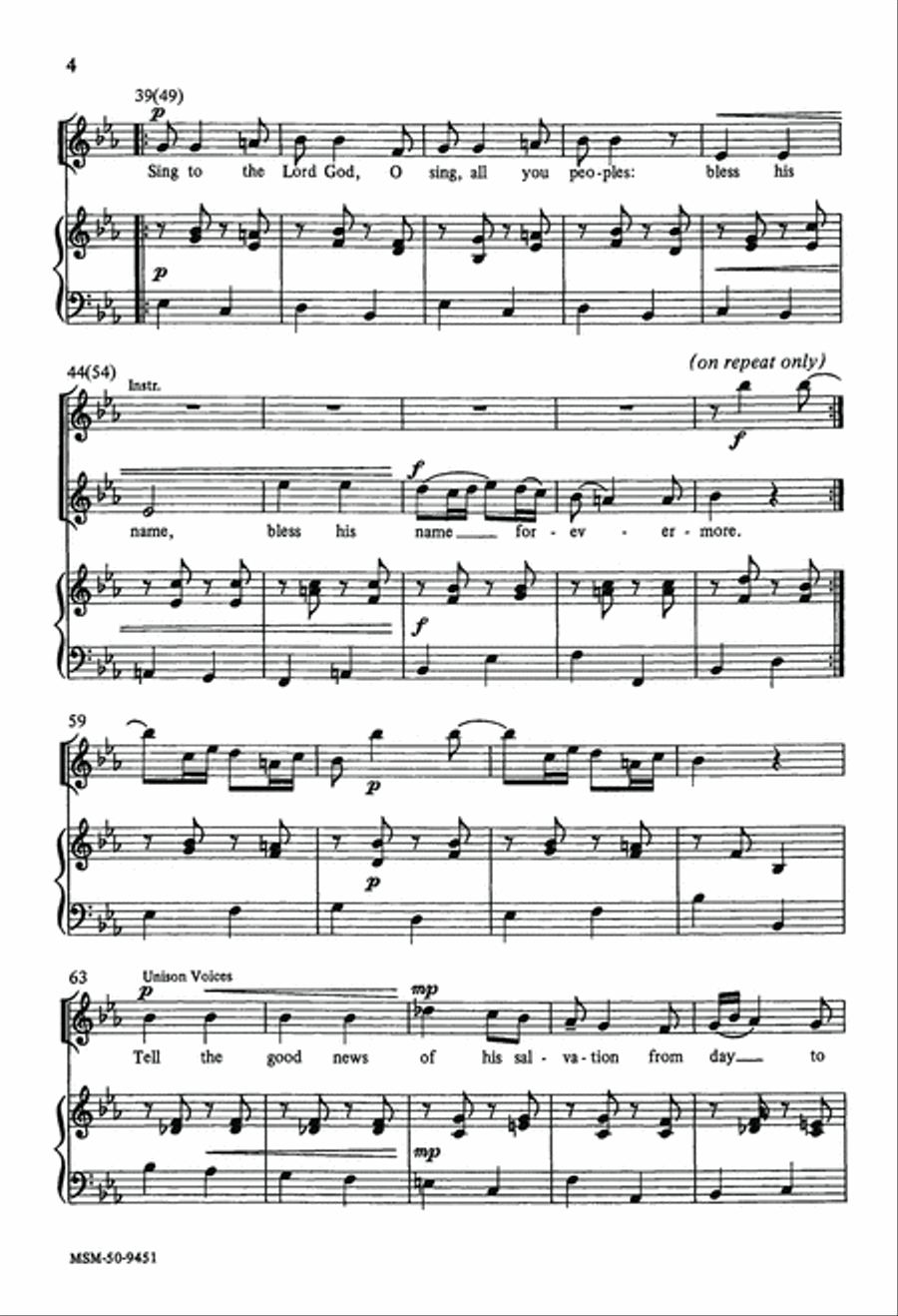 Sing to the Lord God Unison Choir scores gallery preview page 4